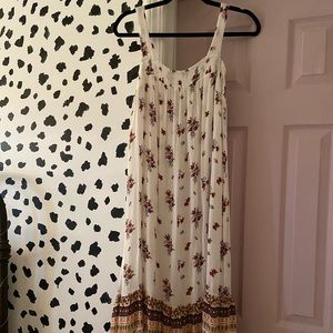 Long White Floral Flowy Dress